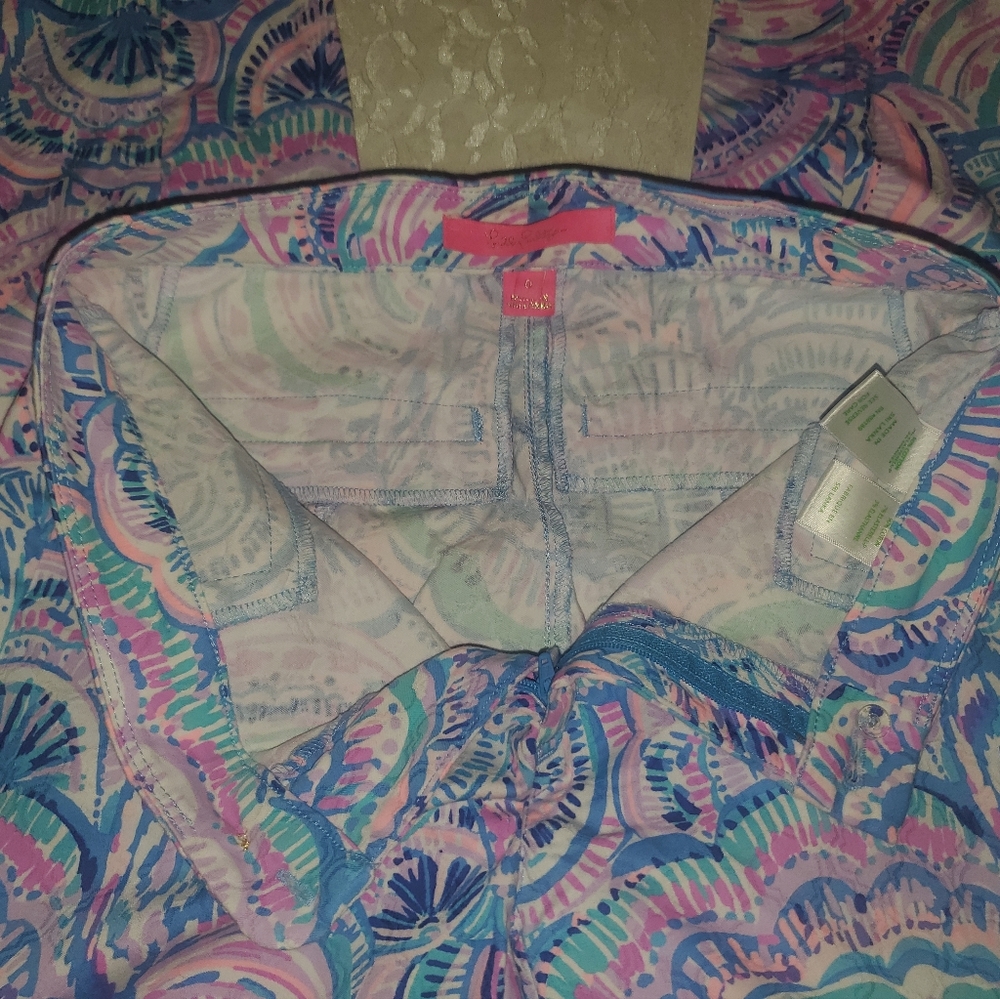 Lilly Pulitzer Kelly Skinny Ankle Pants Happy As A Clam Sz 0 - Picture 4 of 8